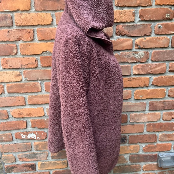 PINK Sherpa Brown Cardigan w/Hoodie Soft and Cozy Size XS/S - Picture 3 of 8